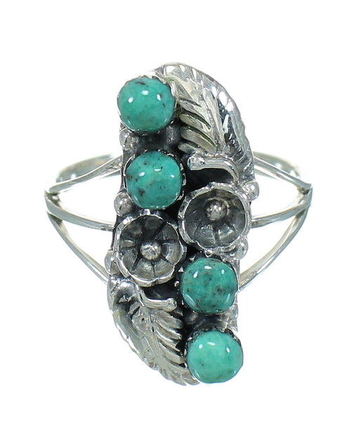 Southwest Silver Turquoise Flower Ring Size 7 YX81062